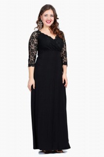 Plus Size Guipure Long Evening Dress 100276126