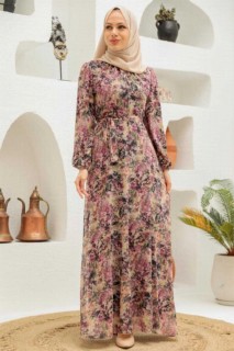 Clothes - Beige Hijab Dress 100332783 - Turkey