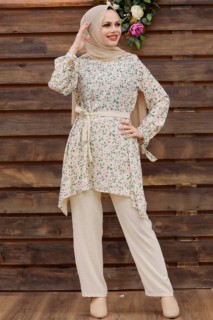 Outwear - Almond Green Hijab Dual Suit Dress 100337757 - Turkey