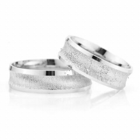 Silver Rings 925 - Matte Middle Classic Women's Men's Silver Wedding Ring 100348003 - Turkey