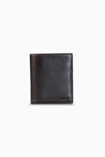 Wallet - Brown Leather Vertical Men's Wallet With Coin Entry 100345679 - Turkey