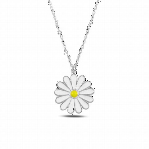 Other Necklace - Daisy Model Enamel Silver Necklace 100346945 - Turkey