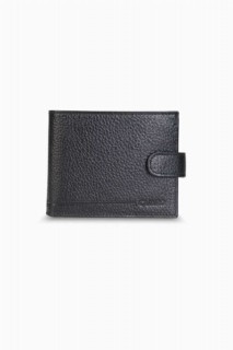 Wallet - Portefeuille horizontal pour homme en cuir véritable noir avec rabat 100346285 - Turkey