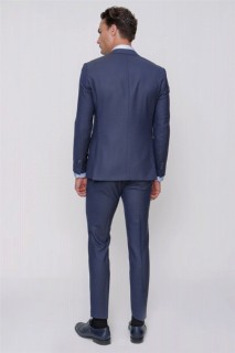 Men's Navy Blue Wool Platinum Slim Fit Slim Fit 6 Drop Suit 100350804