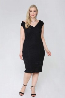 Evening Dress - Angelino Junior Plus Size Front Back V Sleeveless Glittery Dress 100276684 - Turkey
