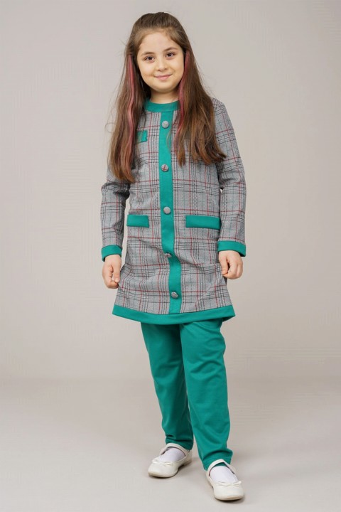 Junior Check Patterned Top and Bottom Set 100342552