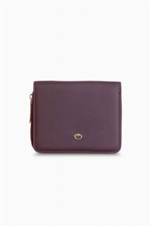 Bags - Portefeuille pour femme en cuir véritable rouge bordeaux 100346261 - Turkey