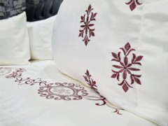 Dowry Land Harmony Cotton Satin Duvet Cover Set Cream Claret Red 100331831