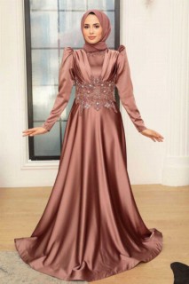 Copper Hijab Evening Dress 100341257