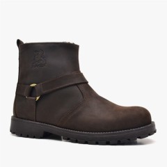 Boots - چکمه های خزدار چرم طبیعی Chiron قهوه ای زیپ دار برای کودکان بزرگسال 100278614 - Turkey