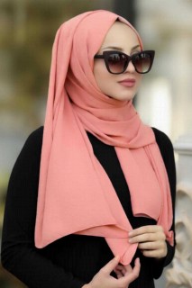 Shawl - Salmon Pink Hijab Shawl 100334883 - Turkey