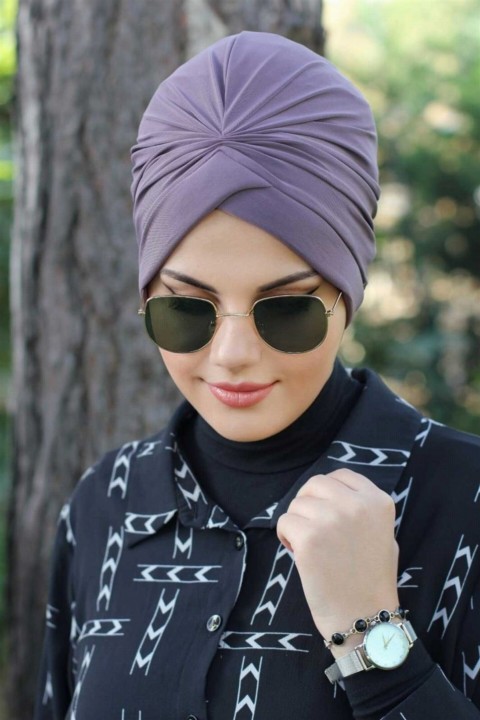 Woman Bonnet & Hijab - Cross Bonnet-Dried Rose 100285709 - Turkey