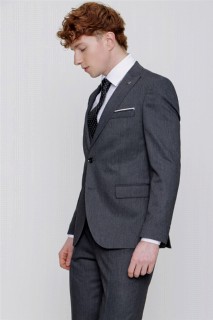 Men's Black Venus Patterned Vest Slim Fit Slim Fit 6 Drop Suit 100351282