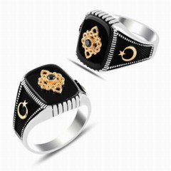 Onyx Stone Rings - خاتم من الفضة الإسترليني أونيكس سوليتير 100347885 - Turkey
