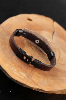 Black Infinity Metal Accessory Brown Leather Men's Bracelet 100318827