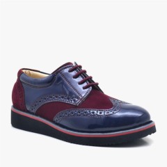 Kids - Hidra Chaussures de soirée en cuir verni bleu marine avec dentelle pour garçons 100278537 - Turkey