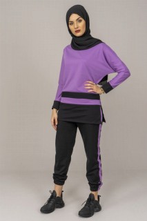 Woman Clothing - Women's Striped Tracksuit Set 100325516 - Turkey