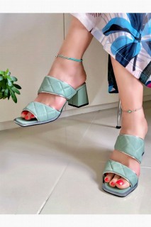 Nuria Green Stitched Slippers 100343533
