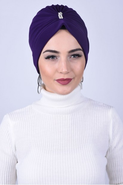 Woman Bonnet & Turban - منتصف الحجر مرصع بالجواهر الأرجواني  - Turkey