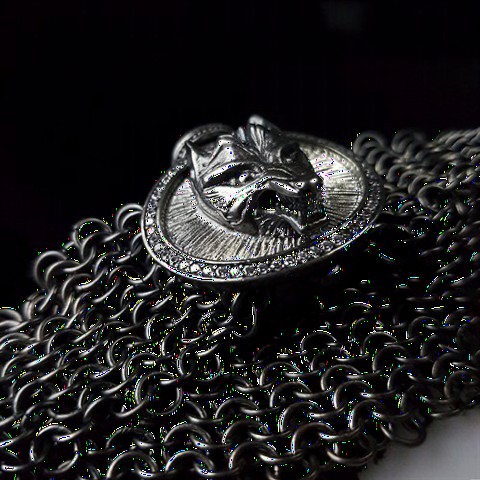 Wolf Head Figured Armor Silver Bracelet 100349661