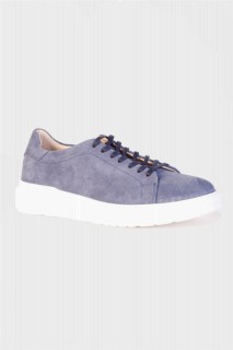 Shoes - Men's Navy Blue Casual Lace-up Eva Sole Leather Shoes 100350790 - Turkey