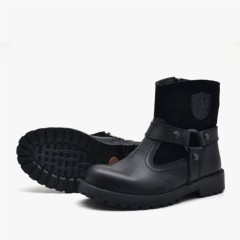 Garuda Genuine Black Leather Zipper Boots for Kids 100278629