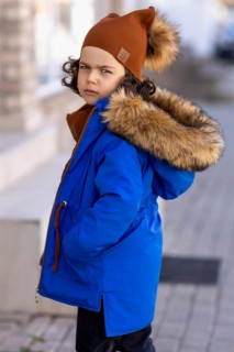 Girls Boys' Hoodie With Fur Collar And Berets Blue Coat 100328612