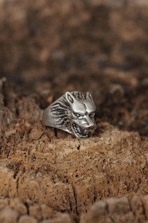 Silver Rings 925 - Adjustable Wolf Design Men's Ring 100319084 - Turkey