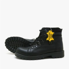 Zippered Genuine Leather Children Winter Boots Black 100278694