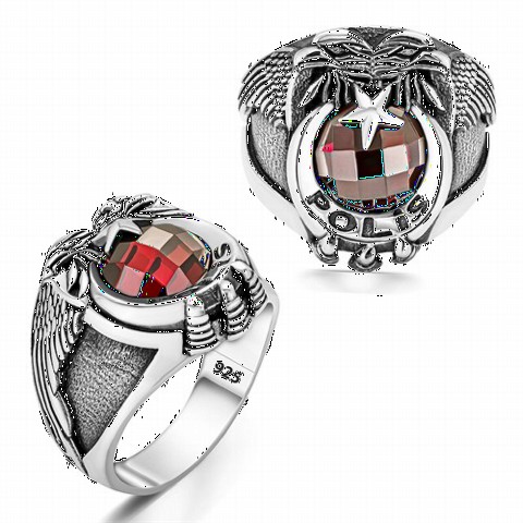 Double Headed Eagle Motif Police Silver Ring 100349753