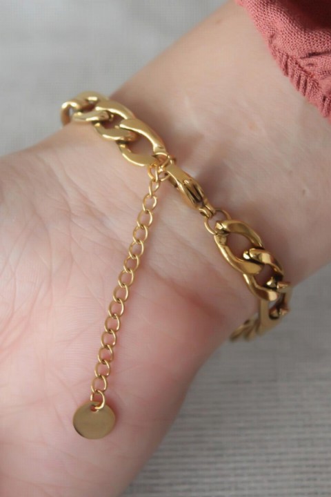 Gold Color Chain Model Steel Women's Bracelet 100327985