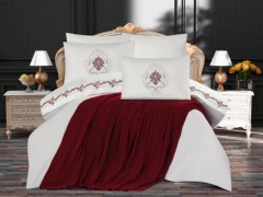 Bedding - طقم غطاء لحاف مزدوج بطانية فاليريا أحمر كلاريت 100330355 - Turkey