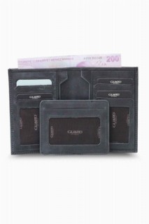 Wallet - Herrenbrieftasche aus antikem schwarzem Leder mit verstecktem Kartenhalter 100346227 - Turkey