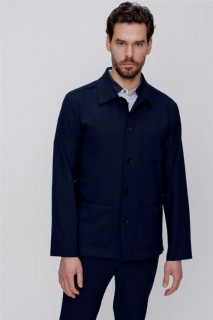 Men's Navy Blue Icon Straight Dynamic Fit Comfortable Cut Safari Spring Jacket 100350733