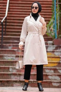 Outwear - Beige Hijab Trenchcoat 100299119 - Turkey