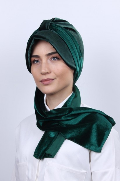 Velvet Shawl Hat Bonnet Emerald Green 100283131