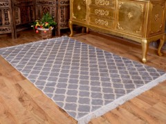 Carpet - كوب سجاد مخملي بطبعة رقمية من اللاتكس غير قابل للانزلاق رمادي-أبيض 150x220 سم 100258421 - Turkey
