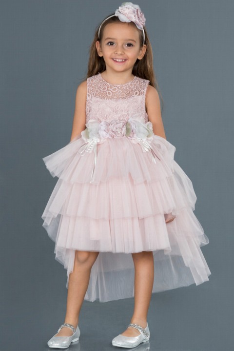 Girls - Evening Dresses Kids Evening Dress With Tulle Skirt Guipure 100297705 - Turkey