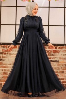 Evening & Party Dresses - فستان سهرة حجاب أزرق كحلي 100339084 - Turkey