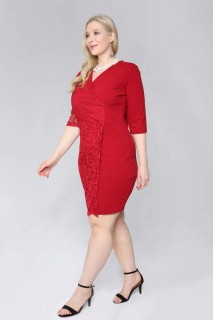 Plus Size Claret Red Guipure Short Evening Dress 100276647
