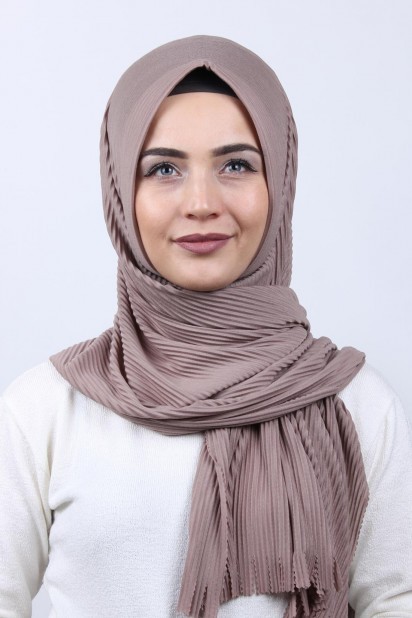 Ready to wear Hijab-Shawl - Châle Hijab Plissé Vison - Turkey