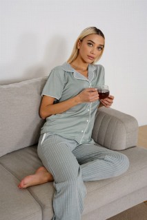 Pajamas - Women's Short Sleeve Front Buttoned Pajamas Set 100342502 - Turkey