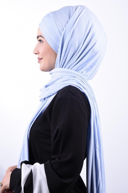 Combed Cotton 3-Striped Shawl Baby Blue 100285200