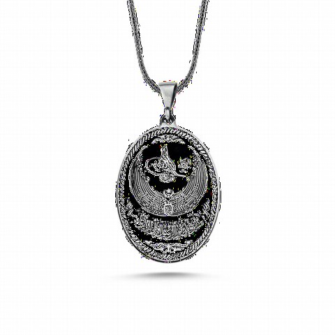 Necklace - Ottoman Tugra Motif Ottoman Patterned Silver Necklace 100348256 - Turkey