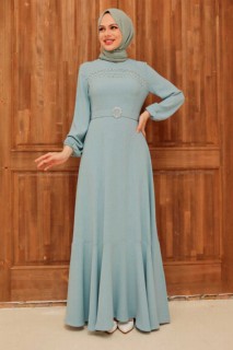 Evening & Party Dresses - Baby Blue Hijab Evening Dress 100340095 - Turkey