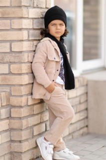 Boy Clothing - بدلة  مخمل بيج سفلية بطبعات 100326936 - Turkey