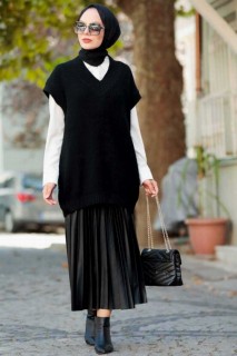 Knitwear - سترة حجاب أسود 100345057 - Turkey