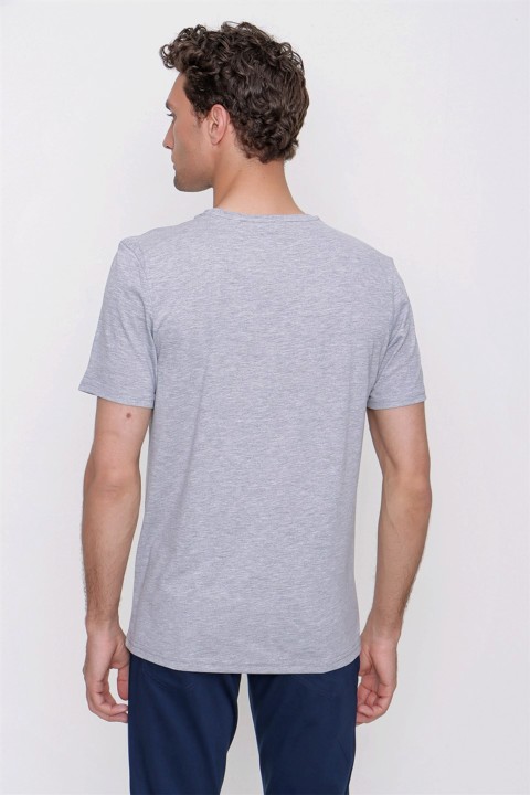 Men's Gray Basic Plain 100% Cotton Crew Neck Dynamic Fit Relaxed Fit Short Sleeved T-Shirt 100350817