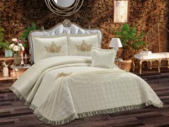 Dowry Bed Sets - ميلودي مفرش سرير مزدوج مبطن كريم 100330344 - Turkey