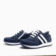 Zippered Genuine Leather Navy Children's Sports School Shoes 100278788